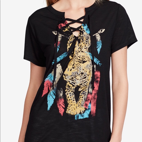 Jessica Simpson Tops - NWT Jessica Simpson Lace up graphic tee shirt